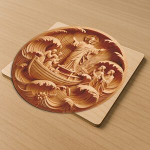 Jesus 3D Illusion Laser Engraving File, Calming the
