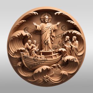 Jesus 3D Illusion Laser Engraving File, Calming the