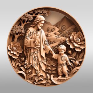 Jesus 3D Illusion Laser Engraving File, Christian Wall