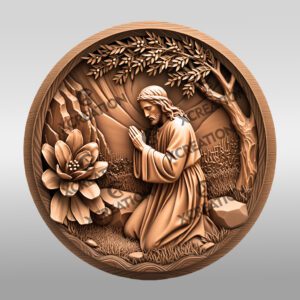 Jesus 3D Illusion Laser Engraving File, Praying Garden
