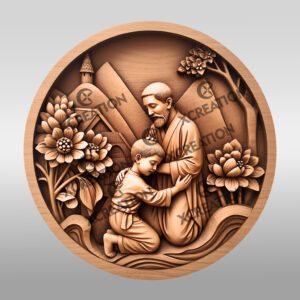 Jesus 3D Illusion Laser Engraving File, Saint Joseph