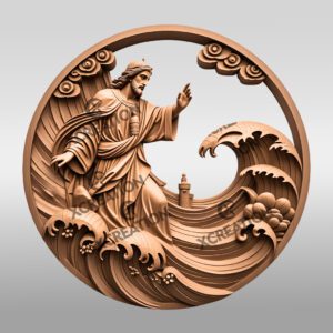 Jesus 3D Illusion Laser Engraving, Walking On Water