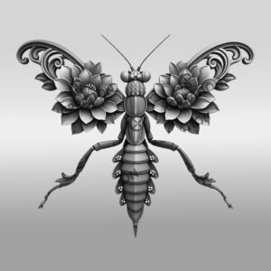 Praying Mantis 3D Illusion Laser Engraving File, Ornate