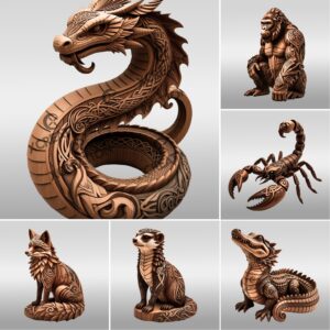 3D Animal Illusion Laser Engraving Bundle, Wild Art