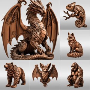 Animal 3D Illusion Laser Engraving Files Bundle, Wild