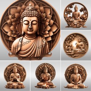 Buddha 3D Illusion Engraving File Bundle, Spiritual Zen