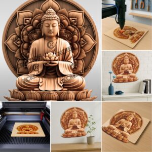 Buddha 3D Illusion Engraving File Bundle, Spiritual Zen