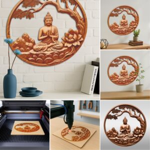 Buddha 3D Illusion Laser Engraving Digital Art Bundle,