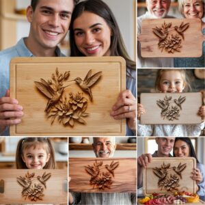 Charcuterie Board Engraving Bundle, 3D Hummingbird Design, Kitchen