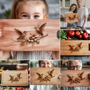 Charcuterie Board Engraving Bundle, 3D Hummingbird Design, Kitchen