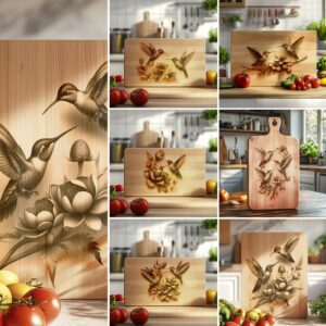 Charcuterie Board Engraving Bundle, 3D Hummingbird Design, Kitchen