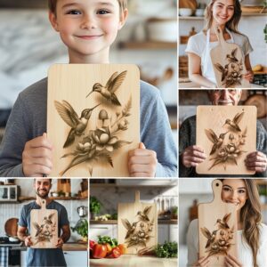 Charcuterie Board Engraving Bundle, 3D Hummingbird Design, Kitchen