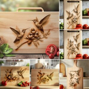 Charcuterie Board Engraving Bundle, 3D Hummingbird Designs, Kitchen