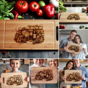 Charcuterie Board Engraving Bundle, 6 Retro Wine Bottle,