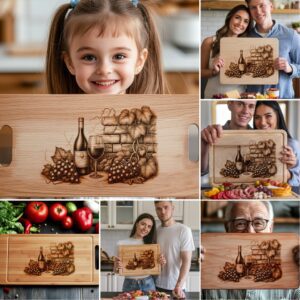 Charcuterie Board Engraving Bundle, 6 Retro Wine Bottle,