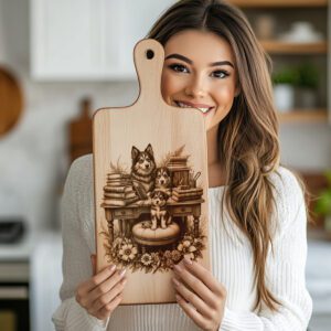 Charcuterie Board Engraving File, Dog Family with Books