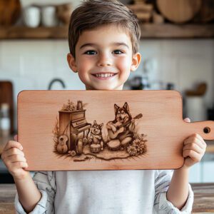 Charcuterie Board Engraving File, Dogs Playing Music, Unique