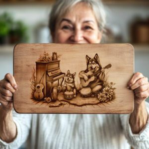 Charcuterie Board Engraving File, Dogs Playing Music, Unique