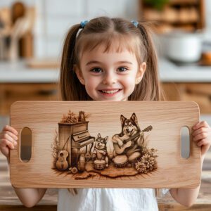 Charcuterie Board Engraving File, Dogs Playing Music, Unique