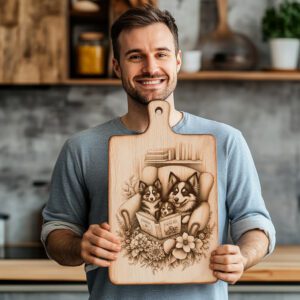 Charcuterie Board Engraving File, Family Dog Book Design,