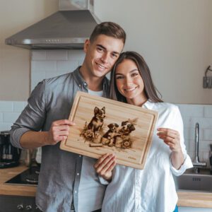 Charcuterie Board Engraving File, Family Dog Flowers, Painted