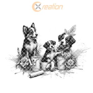 Charcuterie Board Engraving File, Family Dog Flowers, Painted