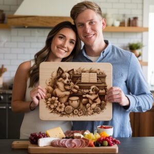 Charcuterie Board Engraving File, Family Dog Piano Violin,
