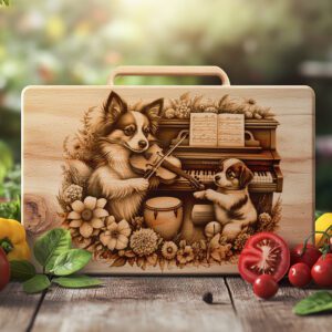 Charcuterie Board Engraving File, Family Dog Piano Violin,