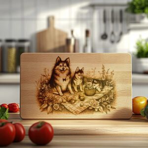 Charcuterie Board Engraving File, Family Dog Picnic Art,