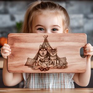 Charcuterie Board Engraving File, Family Dog Teepee Design,