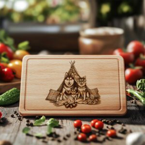 Charcuterie Board Engraving File, Family Dog Teepee Design,