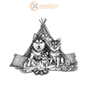 Charcuterie Board Engraving File, Family Dog Teepee Design,