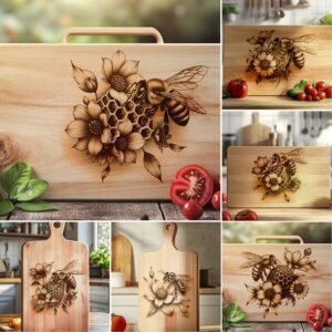 Charcuterie Board Laser Engraving Bundle, 3D Bee Hive