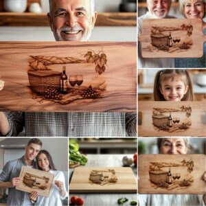 Charcuterie Board Laser Engraving Bundle, Retro Wine, Grapes,