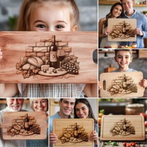 Charcuterie Board Laser Engraving Designs Bundle, Retro Wine,