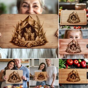 Charcuterie Board Laser Engraving Designs, Cat Family Kitchen