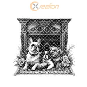 Charcuterie Board Laser Engraving File, Dog by Fireplace,
