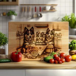 Charcuterie Board Laser Engraving File, Dog Family Kitchen