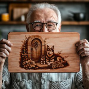 Charcuterie Board Laser Engraving File, Family Dog Doorway
