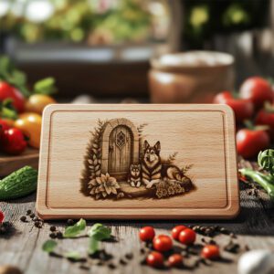 Charcuterie Board Laser Engraving File, Family Dog Doorway