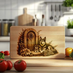 Charcuterie Board Laser Engraving File, Family Dog Doorway