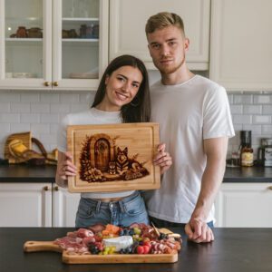 Charcuterie Board Laser Engraving File, Family Dog Doorway