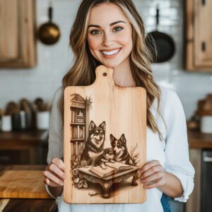 Charcuterie Board Laser Engraving File, Family Dog Reading