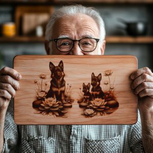 Charcuterie Board Laser Engraving File, German Shepherds Playing,