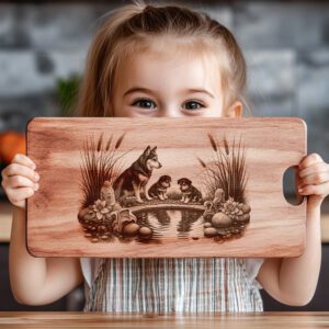 Charcuterie Board Laser Engraving File, Husky Family Art,