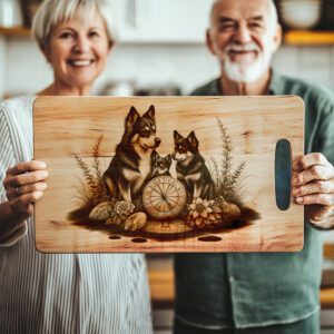 Charcuterie Board Laser Engraving File, Husky Family Compass,