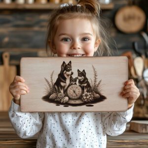 Charcuterie Board Laser Engraving File, Husky Family Compass,