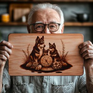 Charcuterie Board Laser Engraving File, Husky Family Compass,