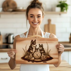 Charcuterie Board Laser Engraving File, Husky Family Compass,