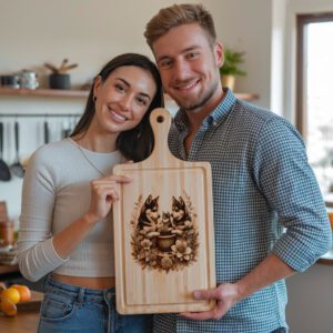 Charcuterie Board Laser Engraving File, Husky Family Floral
